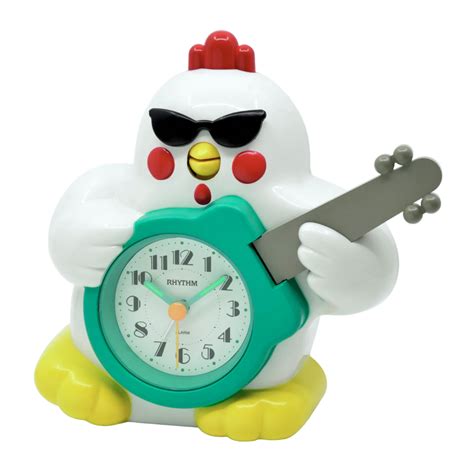 Rhythm “Rock n’ Roll Chicken” Novelty Musical Alarm Clock with .